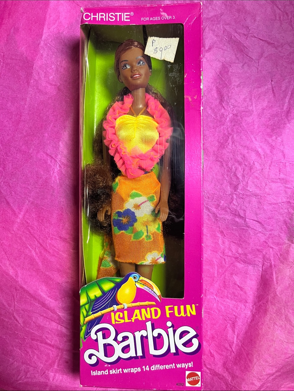 vintage 1987 Mattel Island Fun Christie doll (#4092) NRFB